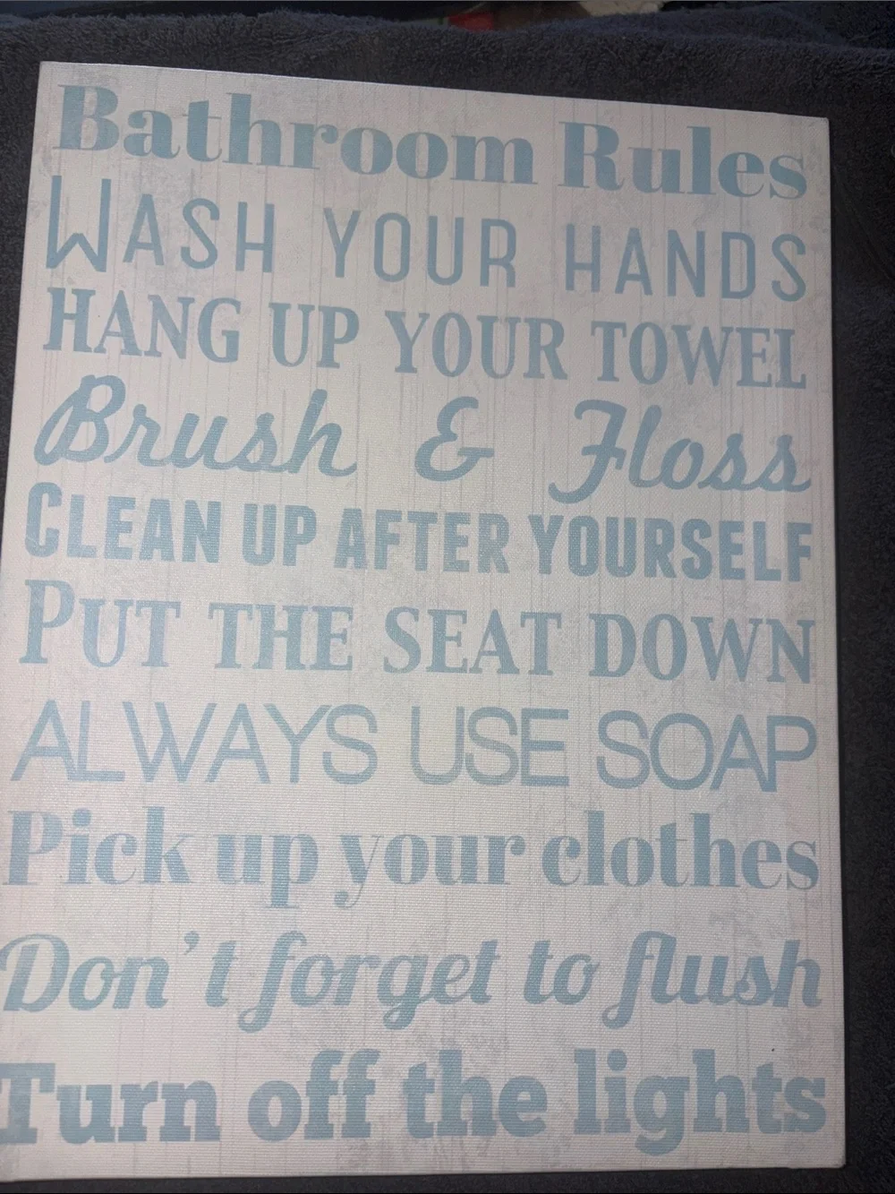 Kohl's Light Blue 'Bathroom Rules' Wall Sign